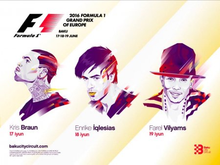 Крис Браун, Энрике Иглесиас и Фаррель Уильямс выступят на открытии Формулы-1 в Баку